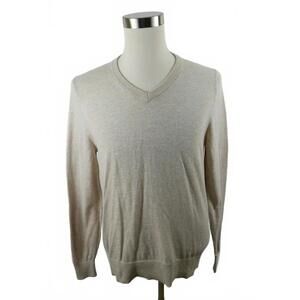 Goodfellow & Co Mens Wool Blend V Neck Solid Beige Sweater Medium